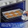 imageReynolds Kitchens Cookie Baking Sheets PreCut Baking Parchment Paper Sheets for Cookies OvenSafe up to 425 Degrees Reusable Up to 3X NoMess Cleanup 12 in x 16 in 22 Count