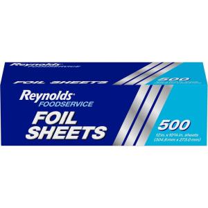 imageReynolds Foodservice PreCut Aluminum Foil Sheets Great for Concessions Catering Cafeterias and Restaurants Easily Moldable Around Food 12 x 1075 Inches 500 Ct500 Sq Ft Pack of 1
