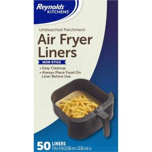 imageReynolds Kitchens Air Fryer Liners Disposable Unbleached Parchment Paper Sheets 50 Count