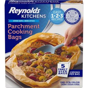 imageReynolds Kitchens Parchment Cooking Bags Family Size NonStick Parchment Cooking Bags for the Oven and Microwave OvenSafe up to 425 Degrees Great for Quick Family Meals NoMess Cleanup 5 PackCooking Bags