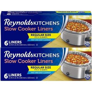imageReynolds Kitchens Slow Cooker Liners Regular Fits 38 Quarts 6 Count Pack of 2 12 Total6 Count Pack of 2