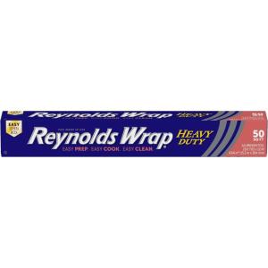 imageReynolds Wrap Heavy Duty Aluminum Foil Roll Thick Heavy Duty Foil for Added Strength and Durability Secure Easy Open and Close Tab 12 Inches Wide 50 Sq FtSilver