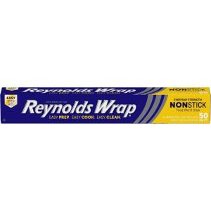 imageReynolds Wrap NonStick Aluminum Foil Roll NonStick Foil for Cooking Freezer Safe Features a Secure Easy Open and Close Tab 12 Inches Wide 50 Total Sq Ft50 Sq Ft