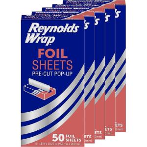 imageReynolds Wrap PreCut PopUp Aluminum Foil Sheets 14 x 1025 Inches 50 Sheets Pack of 5 250 Total50 Sheets Pack of 5
